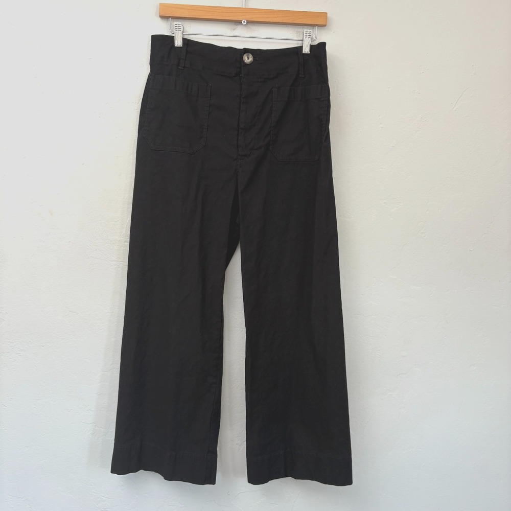 Anthropologie Maeve the Colette Pants Women Size 32 Black High Waist Crop
